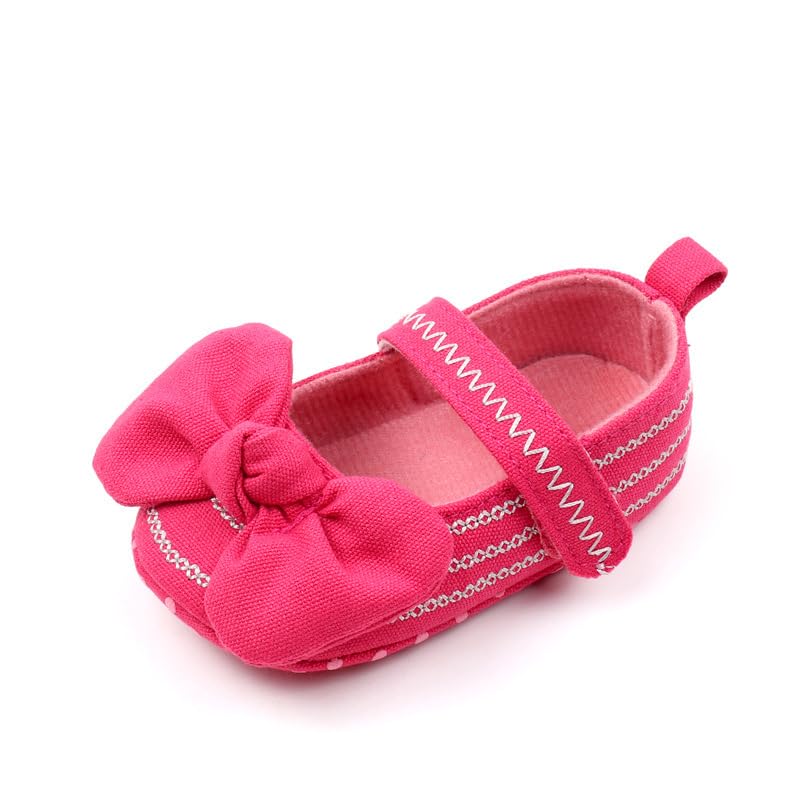 Baby Girls Cotton Mary Jane Shoes Anti-Slip Soft Sole Toddler Bowknot Princess Dress Flats3