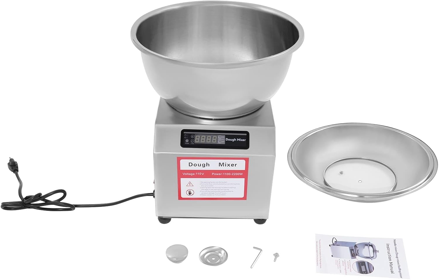 Commercial Dough Maker, 1500W Electric Dough Kneading Machine with 8KG/17.6LBS Large Stainless Steel Bow, Electric Dough Maker with Dual Rotation for Bakery Pizzeria Restaurant