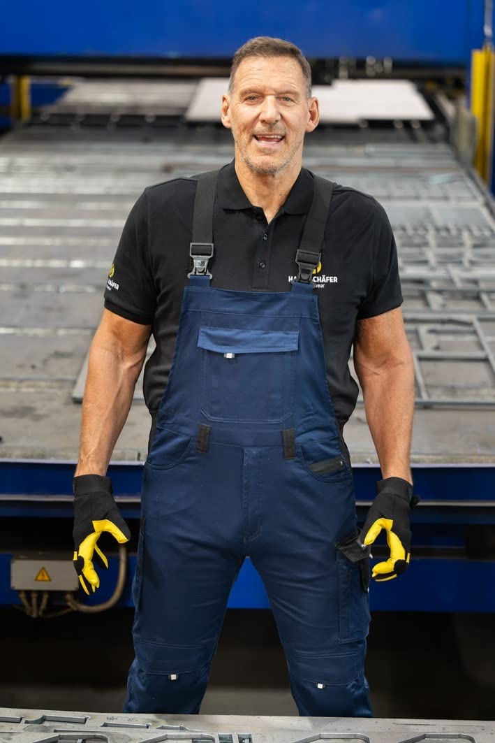 HSW Professional – Latzhose für Herren – Lange Arbeitshose mit Knietaschen – Bequem, strapazierbar und qualitativ