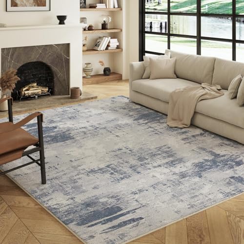 Decoranddecor Abstract Rug Living Room, 120x170cm – Non-Slip, Low Pile, Pet Friendly, Vintage Oriental Style Dining Easy Clean Durable Carpet – Ravine