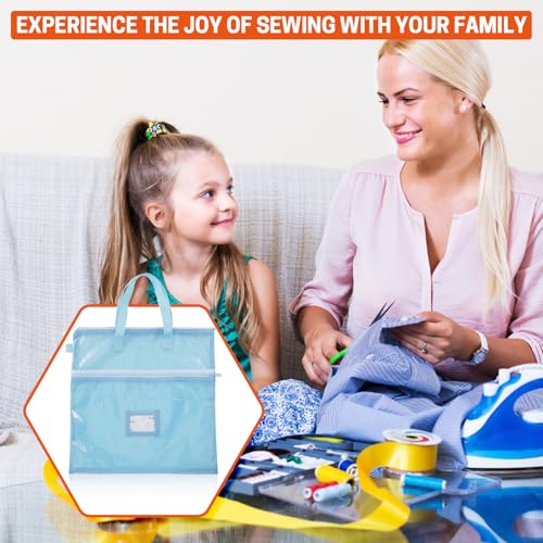 Image of Berya 16.14 x 16.14 inch Sewing Project Organizer, Large Double Pocket Craft Tote with Handles, Clear Mesh Art Supply Bag for Quilting, Knitting, Embroidery Projects Storage (Blue-1 Pack)