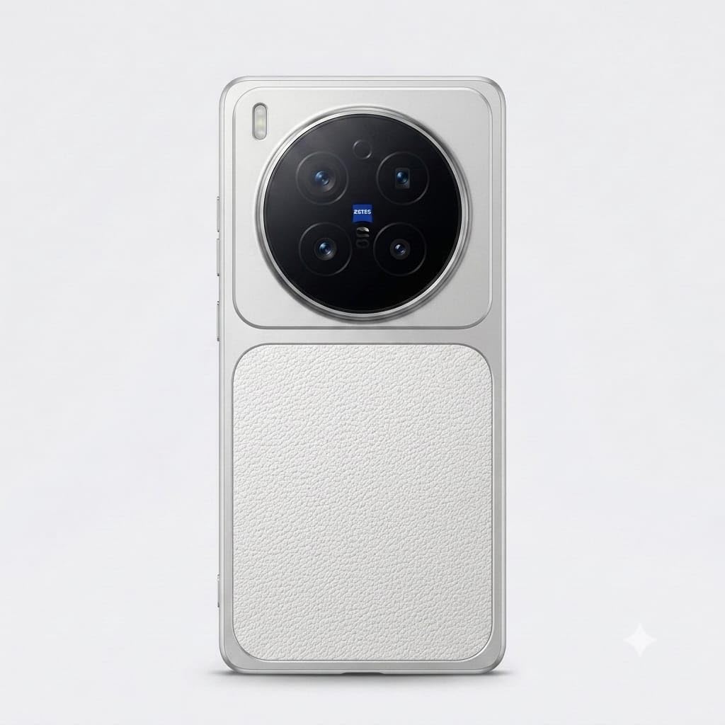 Protective Case for Vivo X300 Ultra 5G Skin-Feel Matte Finish Faux Leather Design Soft Polycarbonate Case. (White)-image-23