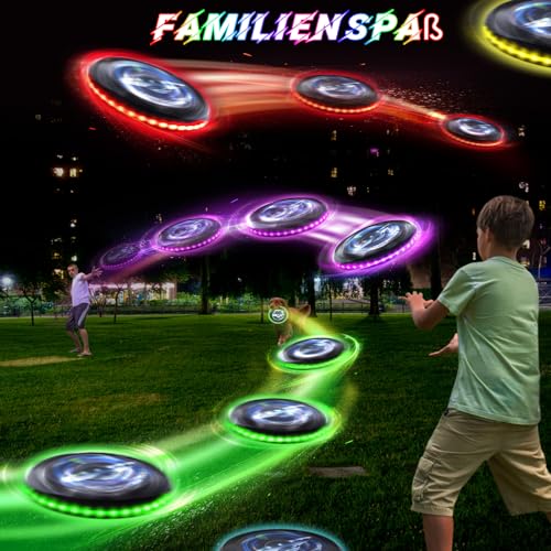IEEILULU LED Frisbee, Frisbee mit Licht, Leuchtende Frisbee mit 12 Lichteffekte, Wiederverwendbar, LED Frisbee Disc Spaßsport für Kinder Erwachsene Rasenstrand im Freien