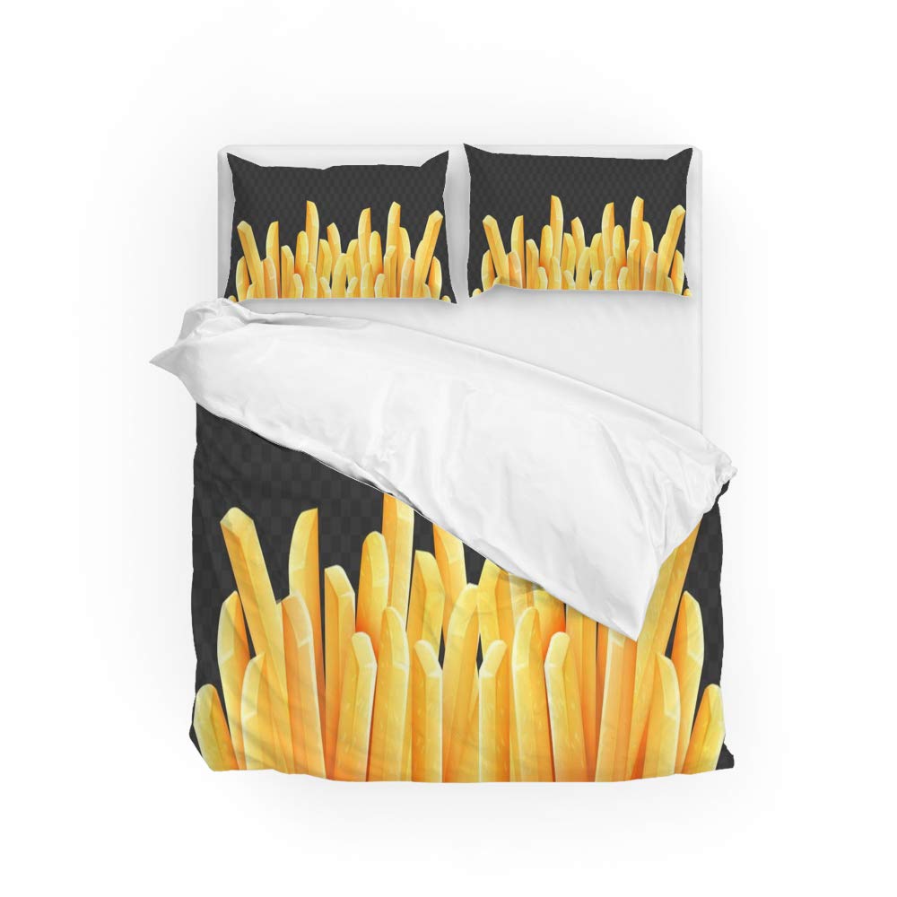 Housse de couette frites grand teint et parure de lit anti-rétrécissement