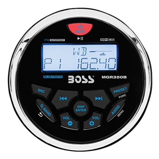 BOSS Audio Systems MCKGB350B.6 Weatherproof Marine Gauge Receiver and Speaker Package - IPX6 Receiver, 6.5 Inch Speakers, Bluetooth Audio, USB, MP3, AM/FM, NOAA Weather Band Tuner, No CD Player, 1 pair black speakers, One Pair of 6.5 inch