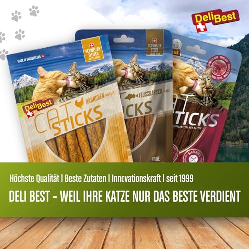 DeliBest Cat Sticks aus 85% Schweizer Rindfleisch I Katzen Leckerlies getreidefrei I halbfeuchte Leckerlies in Stickform I Katzensnack ohne künstliche Zusatzstoffe I Allergiker geeignet I 50g