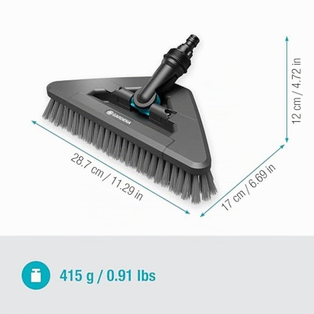 Gardena Cleansystem Brosse à Manche Souple Flex : Nettoyage Surfaces sensibles, Forme Triangulaire, Poils Souples, Articulation pivotante, raccord au Manche Cleansystem, Grandes Zones (18812-20)
