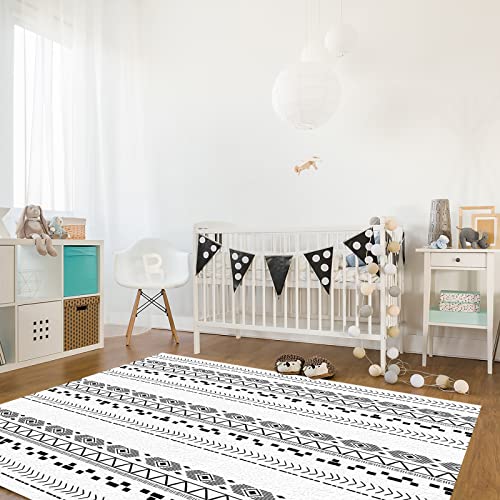 Line Texture Area Rug For Bedroom Living Room- Hand-Painted Line Vintage Line Contemporary Floor Carpet Comfy Runner Rug Nursery Playmats Home Decor Mat, #TOP2