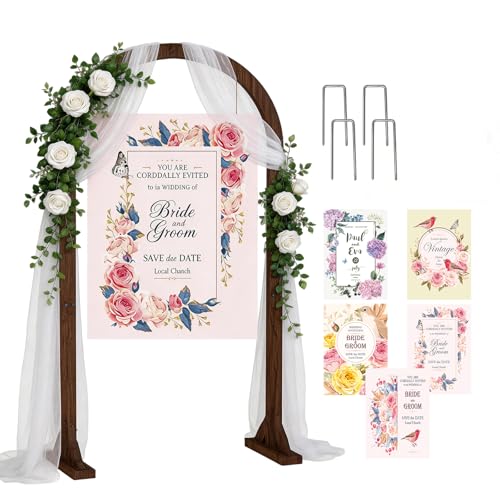 6.6FT Wooden Wedding Arches for Ceremony Wooden Arbor Arch Backdrop Stand with Design Bundle for Indoor Outdoor Birthday Party Garden Beach Forest Rustic Boho Decor Wedding Arches for Ceremony