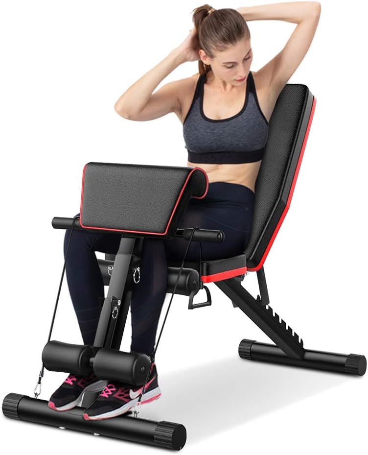 Tribesigns Adjustable Weight Bench Sit Up Bench, Foldable Workout Bench for Home Gym Exercises, 4in1 Multifunctional Fitness Bench for Full Body Workout