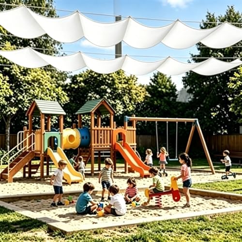 Toile d'ombrage 260 x 360 cm protection solaire jardin anti UV rideau vague terrasse blanc - 8