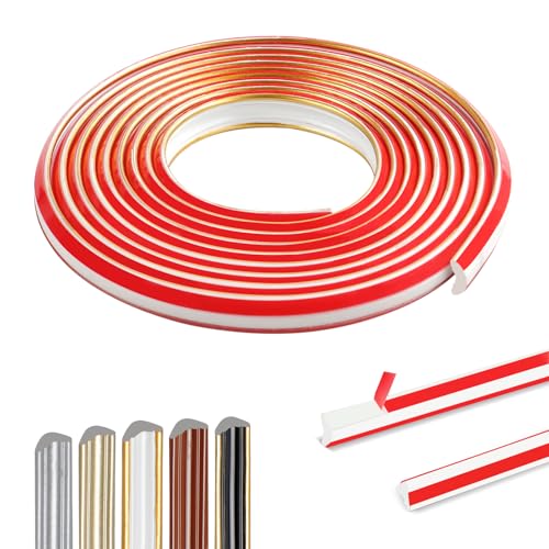 300cm Flexible Moulure Plafond Adhesive,PVC Moulure Murale ImperméAble, Moulure Decorative,Baguette De Finition Quart De Rond PVC Pour Mur, Coin De Bord,Porte Et Miroir Bord (12 X 9mm / Or Blanc)