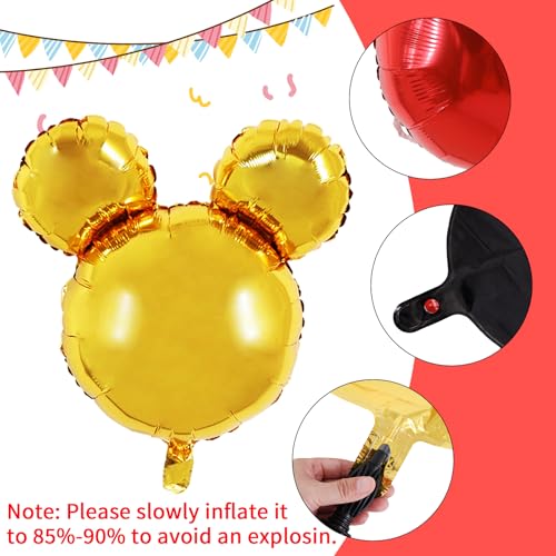 Vuzvuv 12pcs 24 Inches Mouse Head Foil Balloons, Black Red Gold Mouse Shaped Balloon for Birthday Party, Baby Shower,Theme Party Decoration,Graduation Party Supplies - Image 3