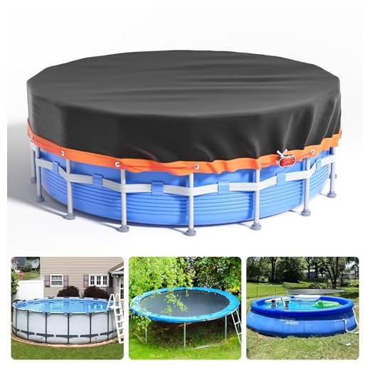 18Ft Round Pool Cover - Solar Covers for above Ground Pools, Oxford Fabric Pool Covers for above Ground Pools with Winch and Cable, Waterproof and Dustproof Swimming Pool Cover