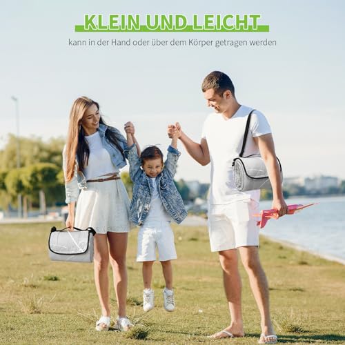 HAUSPROFI Picknickdecke, Wasserdicht XXL Stranddecke, Strandmatte, Picnic Blanket, Campingdecke mit Erdnägel, Tragegriff und Schultergurt für Outdoor, Picknick, Garten, Strand, Camping-200x200cm, Grau
