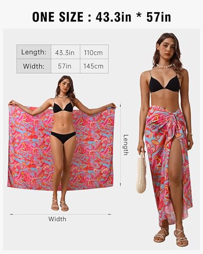 Image of Eicolorte Womens Beach Cover Up Chiffon Sheer Bikini Beach Swimsuit Coverup Sarong Pareo Wraps for Women