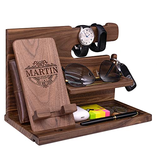 Personalized Gifts for Men - Wood Phone Docking Station, Nightsta...