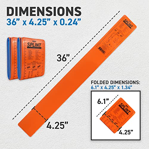 Ready First Aid - Aile de mousse (4.25"x36), noyau en aluminium, léger, radiolucide, imperméable, aileron de fracture réutilisable pour soutenir les membres fracturés, blessés dans la randonnée, camping, aventure (3-Pack)