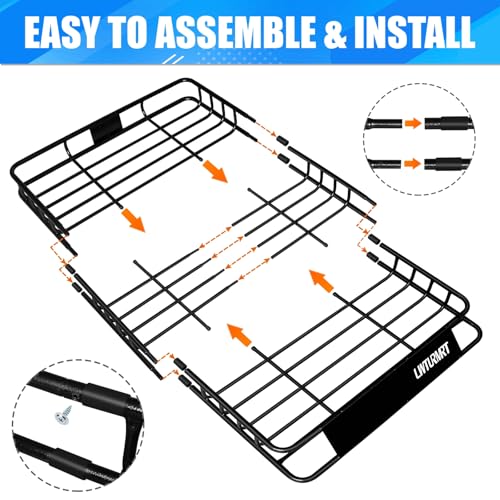 Image of LWTURMRT Heavy Duty 54 inchX36 inchRoof Rack Cargo Basket Universal Rooftop Cargo Carrier with Waterproof Cargo Bag 18 Cubic Feet (54 inchX34 inchX17 inch) Cargo Net