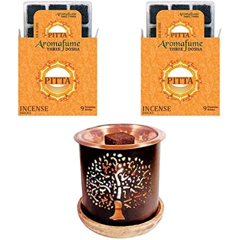Aromafume AFM-3 Dosha Pitta - Incienso de Ladrillos (M) + Quemador de Incienso exótico del árbol de la Vida Cover
