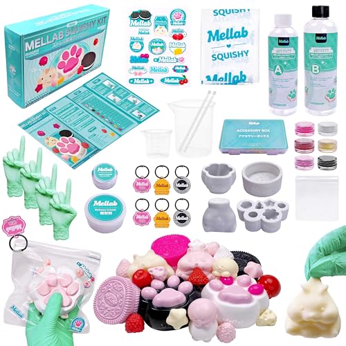 Image of Mellab Taba Squishy Making Kit,18OZ Creamy Feel Silicone with Guided,9 Molds,Sensory Toy Fun DIY Craft Kits,Stress Relief Entertainment,Birthday