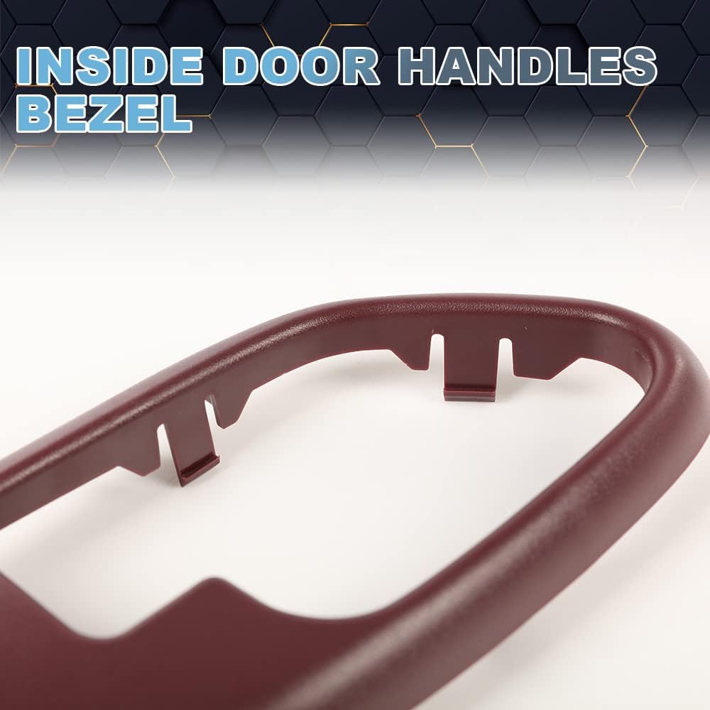 PIT66 Interior Door Handle Trim Bezel Compatible with Chevy/GMC Suburban Tahoe Yukon C1500 C2500 C3500 K1500 K2500 1995-1999 Driver and Passenger Side 15708080 15708079 Red