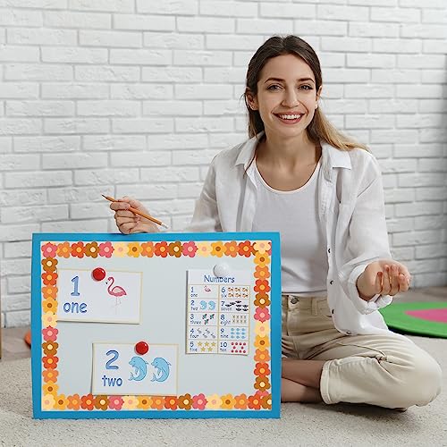 Image of Whaline 32.8ft Groovy Retro Hippie Flower Bulletin Board Borders Boho Flower Die-Cut Bulletin Board Flower Shape Rolled Bulletin Board Trim for School Classroom Office Chalkboard Decoration