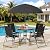 Shintenchi 6 Piece Patio Dining Set with Umbrella, Outdoor Furniture Set with 4 Folding Chairs and Tempered Glass Top Dining Table fot Lawn Backyard Garden Porch Black