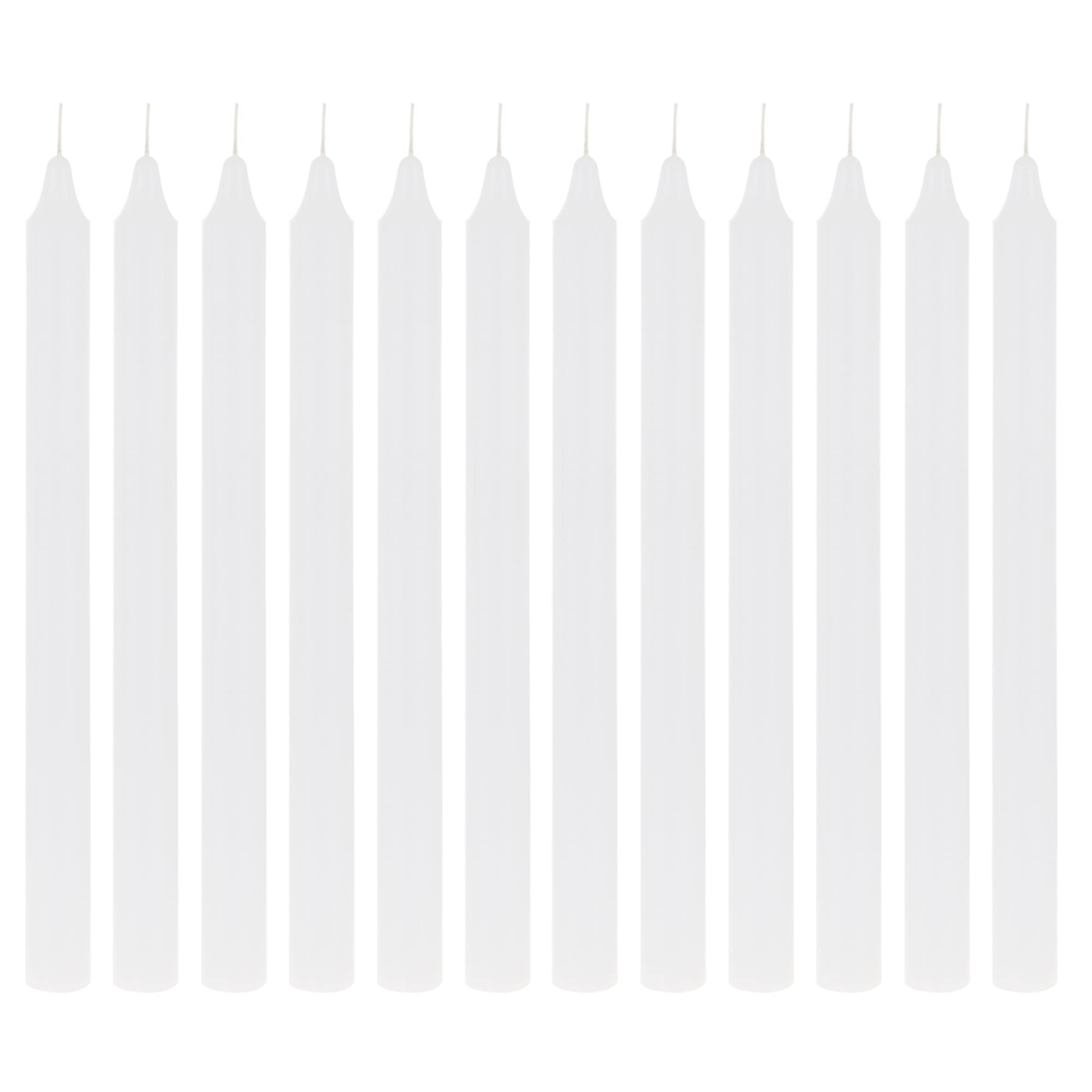 Mega Candles 12 pcs Unscented Straight White Taper Candles, Hand Poured Wax Candle 10 Inch x 7/8 Inch, Home Décor, Wedding Receptions, Centerpieces, Birthdays, Celebrations, Romantic Events, Holders