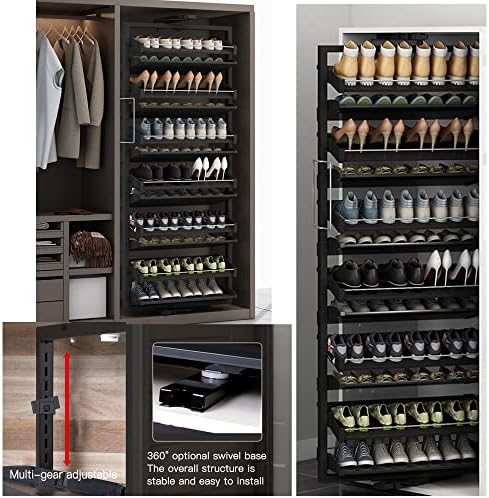 Slim Shoe Cabinet - 360° Rotating Stackable Rack, Space-Saving Storage for Hallway & Narrow Spaces, Stylish Cupboard for Organizing Footwear, Ideal for Small Areas