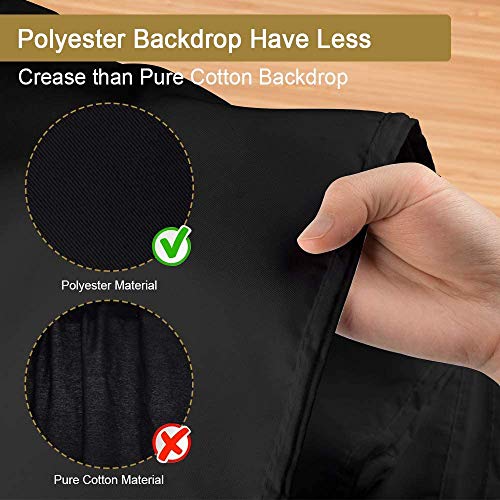 Mountdog 6.5 X 10Ft Black Backdrop Background For Photography, Polyester Fabric Chromakey Black Photo Backdrop Curtain Background Screen Collapsible Seamless For Photo Video Studio(Stand Not Included) #TOP1