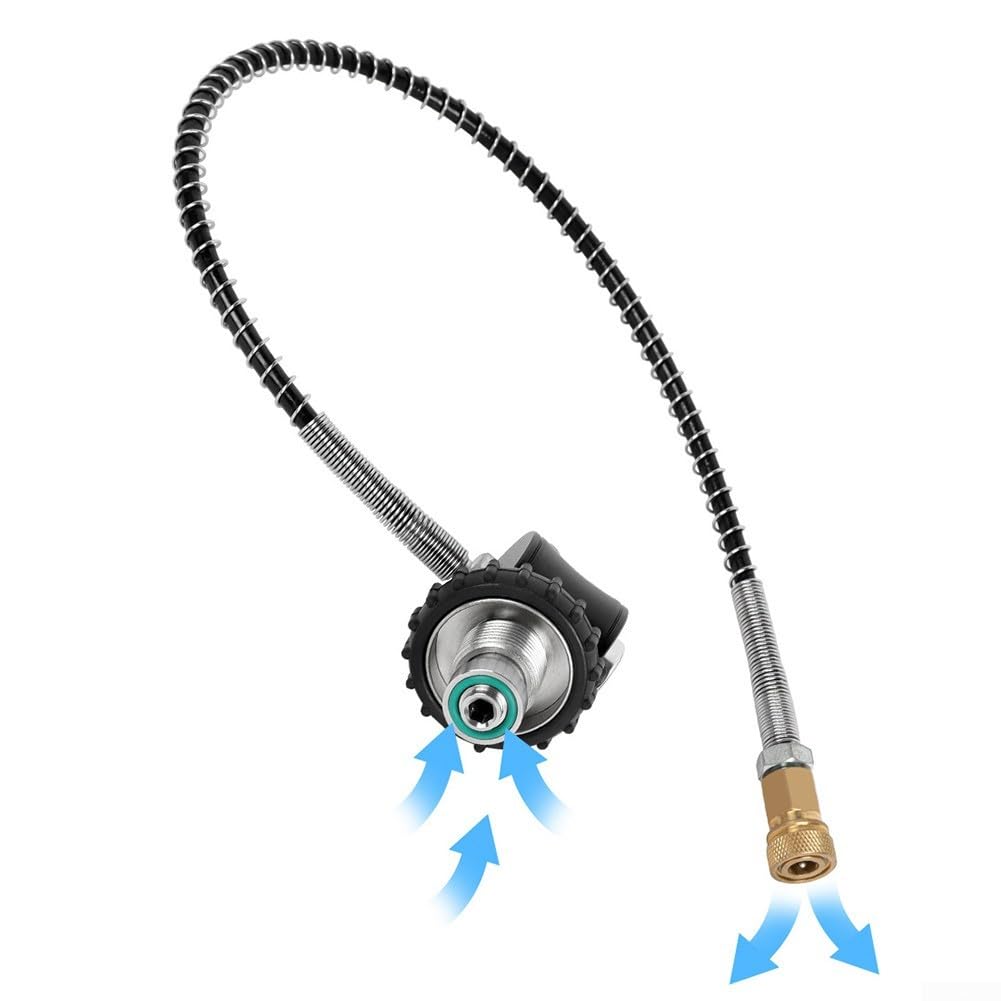 Manometro a cilindro per immersioni subacquee con adattatore DIN G5/8, connettore di riempimento dell'aria in acciaio inossidabile per valvola gonfiabile da 8 mm, gamma 20-30 MPA, nero