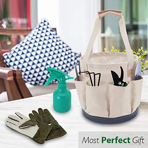 Scuddles Garden Tools Set - 9 Piece Heavy Duty Gardening Tools wIith, Ergonomic Hand Digging Weeder, Rake, Shovel, Trowel, Sprayer, Gloves Gift for Men & Women Upgraded 2020 Version - Thumbnail 4