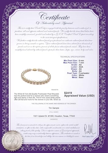 Image of White 6-7mm AA Quality Freshwater Cultured Pearl Bracelet for Women