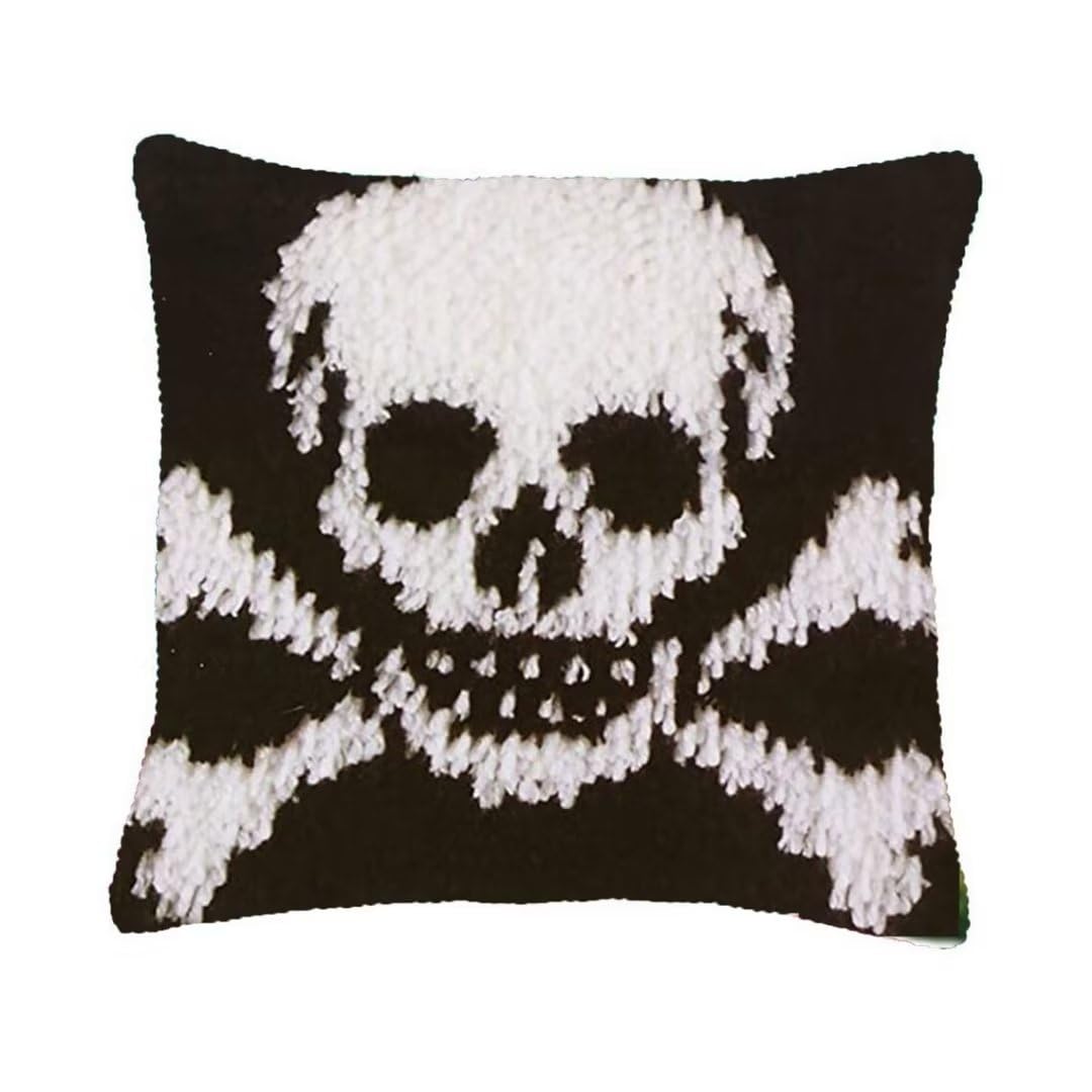 ROCKY&CHAO Myriad Choices Latch Hook Cushion Kits for Adults, 17x17Inch DIY Embroidery Pillow Case Kits - Skeleton — image 1