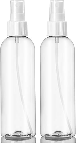 Miniatura 1 de ljdeals Botellas de plástico transparente de 8 onzas, pulverizador de niebla fina blanca, botellas vacías recargables para aceites esenciales,