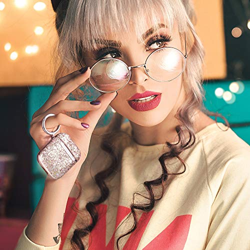 Ulak Glitter Case For Airpods 1 & 2, Stylish Design Airpods Case Cover For Women Girls, Luxury Bling Sparkle Leather Airpod Case 2Nd Generation Shockproof Protective Cover With Keychain, Rose Gold #TOP5