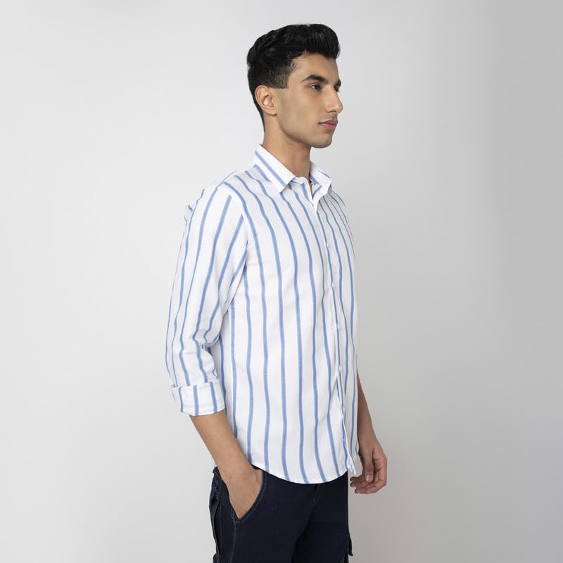 Image of Mens Striped Slim Fit Cotton Casual Shirt | Full Sleeves Mens Shirts | Stylish Shirt for Men