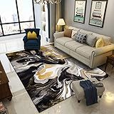 Modern Abstract Area Carpet6x8feet Abstract Printing Fluffy Living Room Carpet Black Gold Magic Room...
