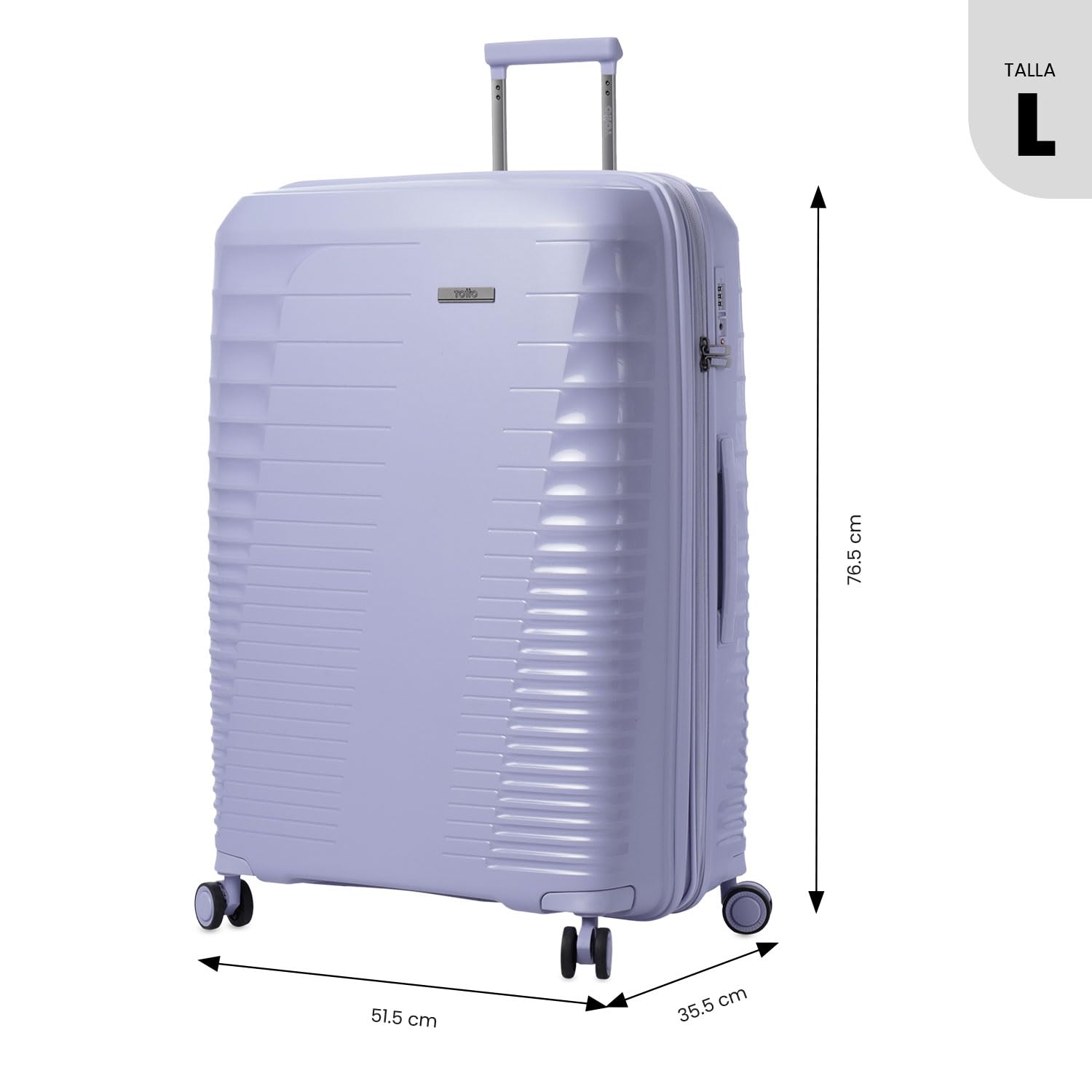 TOTTO - Maleta Rígida Grande, Modelo Traveler L, 51.5 x 76.5 x 31.5 cm, Capacidad 139 L, Expandible, Ruedas 360º, Manija Telescópica, Correas de Compresión Internas, Candado TSA, Color Cosmic Sky