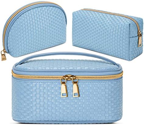 Makeup Bag Travel Cosmetic Bag for Women Portable Waterproof Makeup Organizer Bag Toiletry Bags 3 Pack Black
