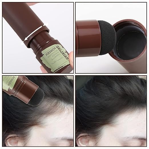Image of Hairline Powder Stick for Men & Women | Waterproof Root Touch Up Powder for Grey & Thinning Hair | 3-in-1 Hairline Concealer, Eyebrow & Scalp Filler | Instant Natural Coverage, Long Lasting (Black)