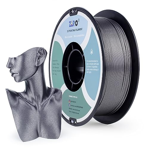 Image of ZIRO 3D Printer Filament, 1.75mm Shiny Sparkle PLA with Glitter, Diamond Series Filament, Twinkling PLA Pure Color 1kg Spool, Fit Most FDM 3D Printers Pens, Diamond Silver Gray