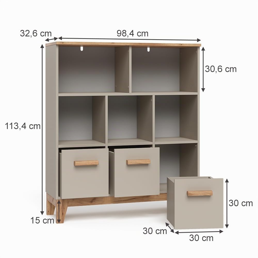 VitaliSpa Kinderregal Malia, Cashmere/Artisan, 98.4 x 113.4 cm