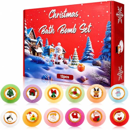 Nododugs Christmas Surprise Bath Bomb Bath Bombs with Surprise Inside Holiday Gift Set Festive Bath Fizzies for Relaxing Soak Natural & Skin-Friendly Bath Balls
