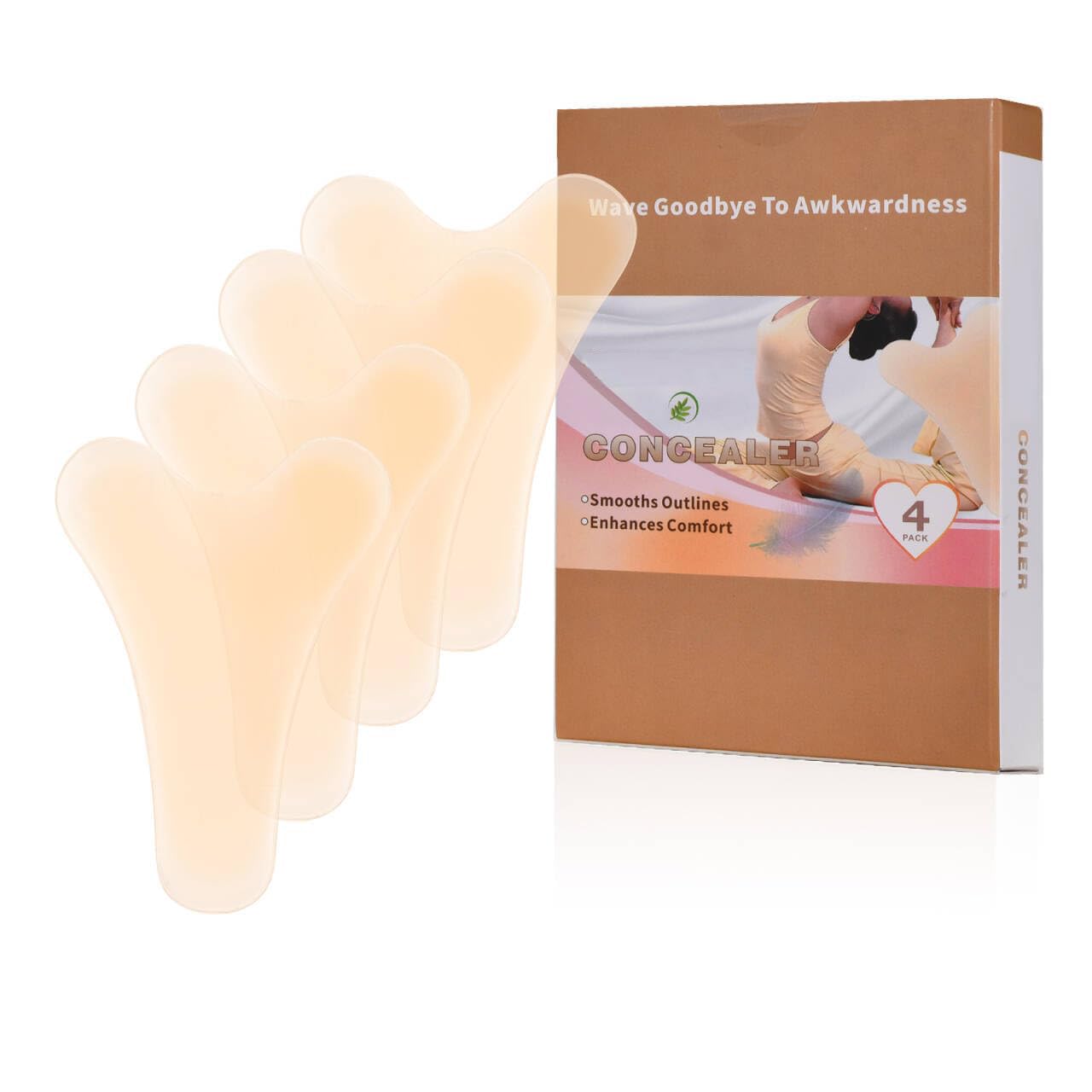 4 Pack Y Shape Silicone Concealer, Reusable Silicone Cover, Seamless Hider, No Underwear Guard Yellow