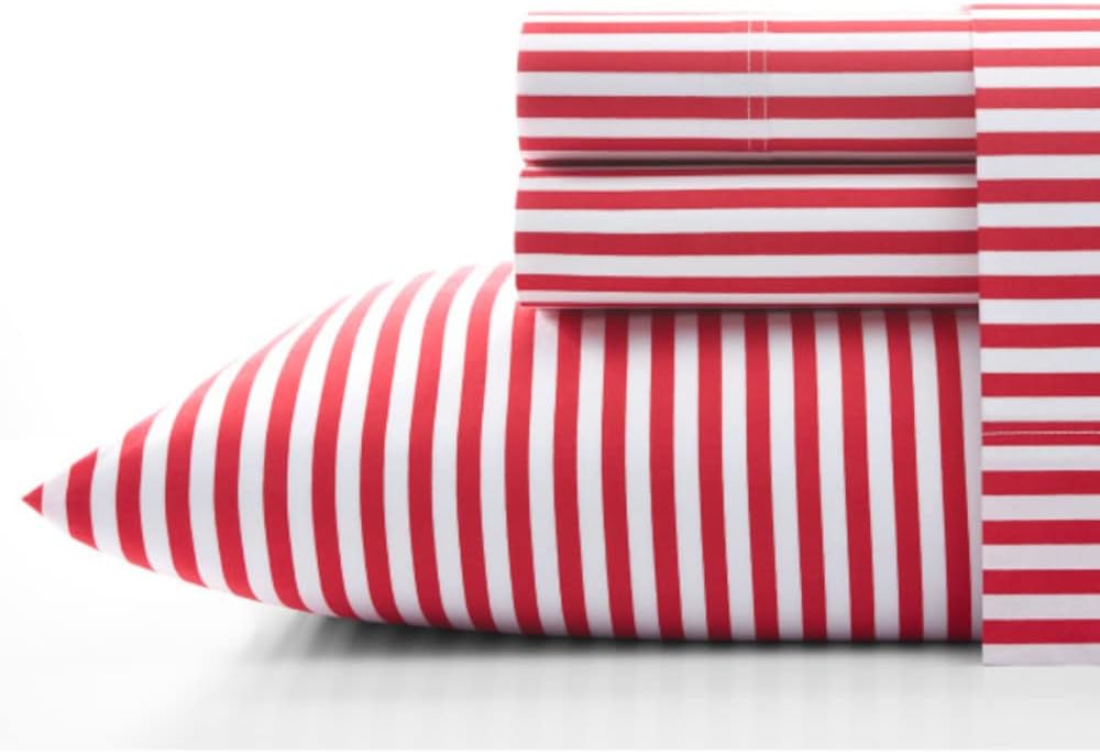 Marimekko - Twin Sheets, Cotton Percale Bedding Set, Crisp & Cool Home Decor (AJO Red, Twin/Twin XL)