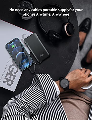 Tg90° Cell Phone External Battery Packs 10000Mah Power Bank With Built In Lightning Cable Portable Charger Battery Backup Compatible With Iphone Android Phone Power Packs #TOP5