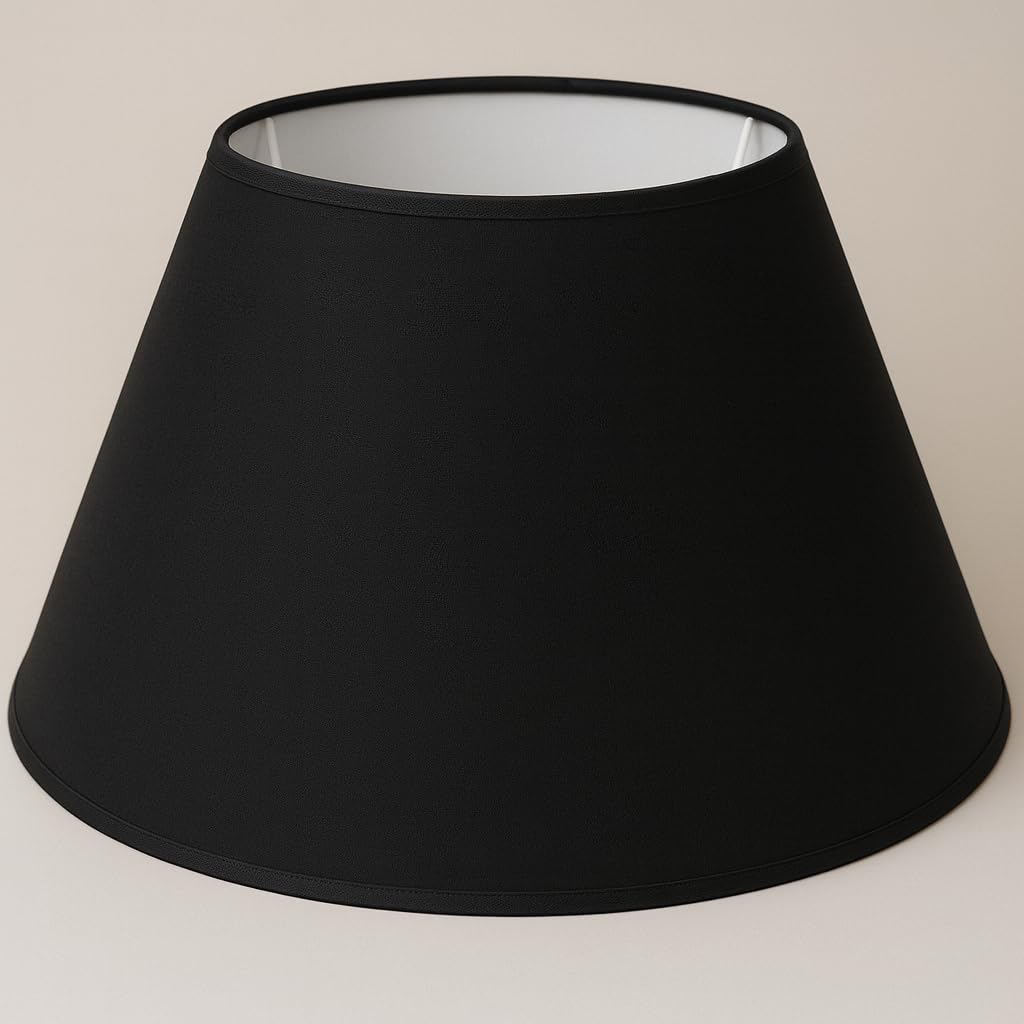 45 cm Abat-jour, Tissu en Coton avec dos en PVC blanc, Produit fait main, pour Lampe de table, Lampadaire (Noir)