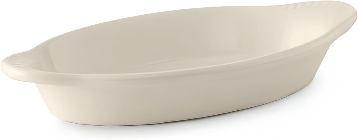 Tuxton China BWN-150 Welsh Rarebit, 17 oz., 10-5/8" x 5-1/2" x 1-1/2"H, Oval, Microwave and Dishwasher Safe, Oven Proof, Fully Vitrified, Ceramic, DuraTux, White, Pack of 12